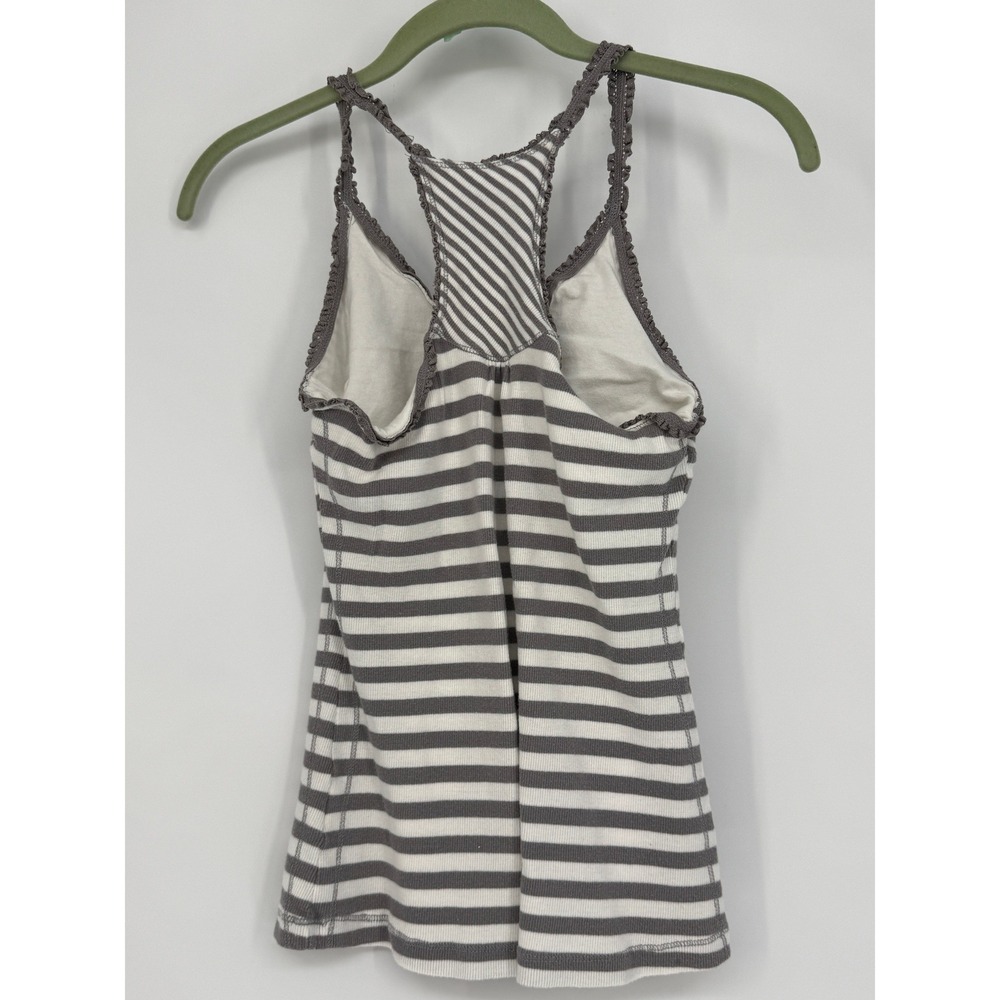 Y2K‎ Striped Racerback Tank Top Gray White Fitted Stretch Indie 2000s Boho L - Picture 4 of 10